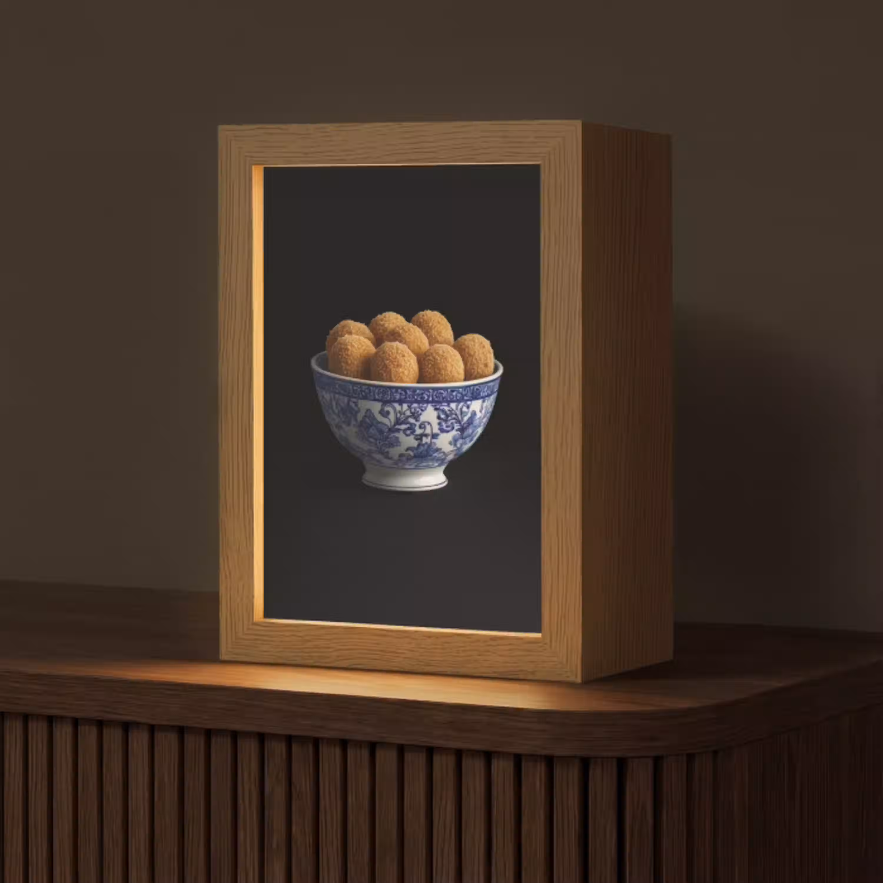 Delfts blauw - Bitterballen - Holland - Schaal Light Box met kabel (Tafellamp) klein -z3d_website