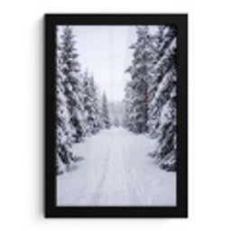 Bos - Winter - Sneeuw - Pad - Natuur fotolijst zwart zonder passe partout klein -3d