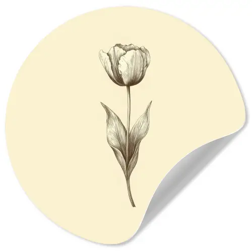 Illustratie - Tulp - Zwart Wandcirkel behangsticker klein -3d