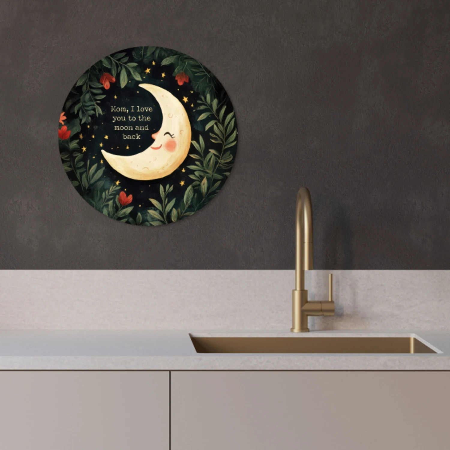 Maan - Quote - Bloemen - Sterren KitchenYeah - Keuken - Wandcirkel Forex klein -sfeer1