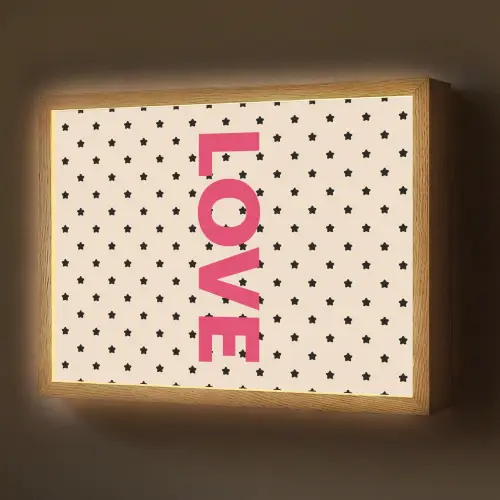 Love - Stippen - Roze Light Box met batterij (Wandlamp) middel -z3d_website