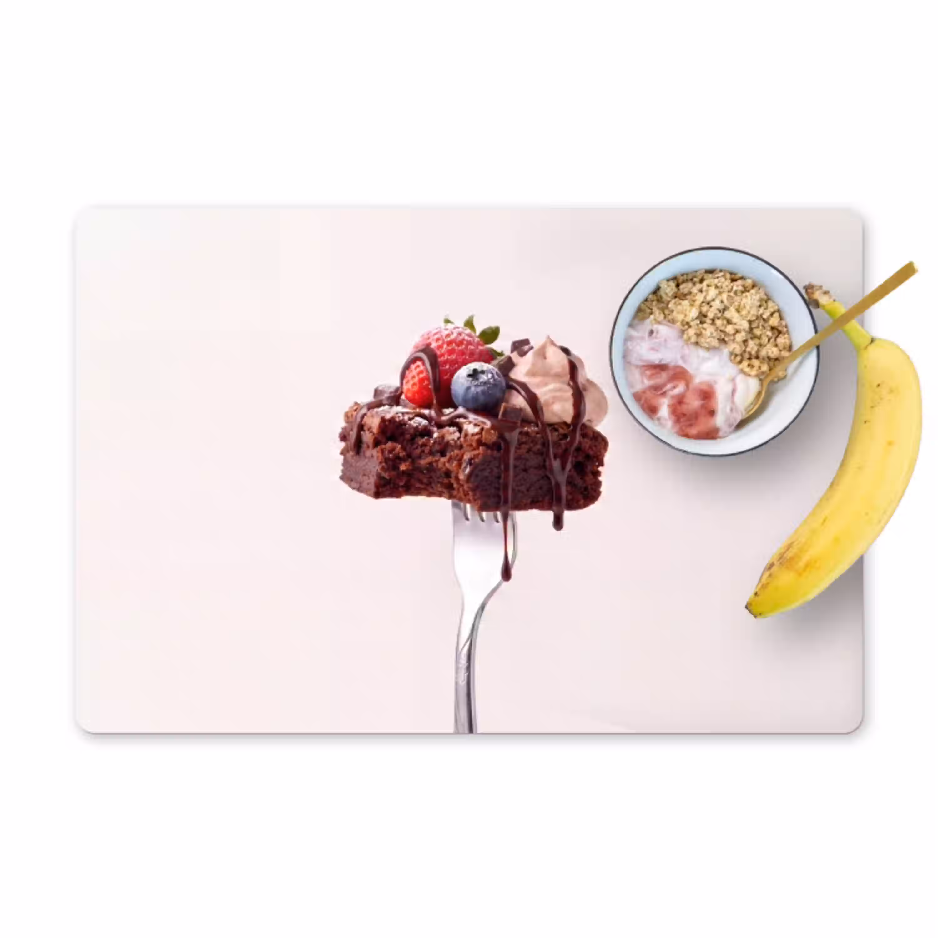 Vork - brownie - aardbei Placemat vinyl groot -zzzproduct_Kitchenyeah-website
