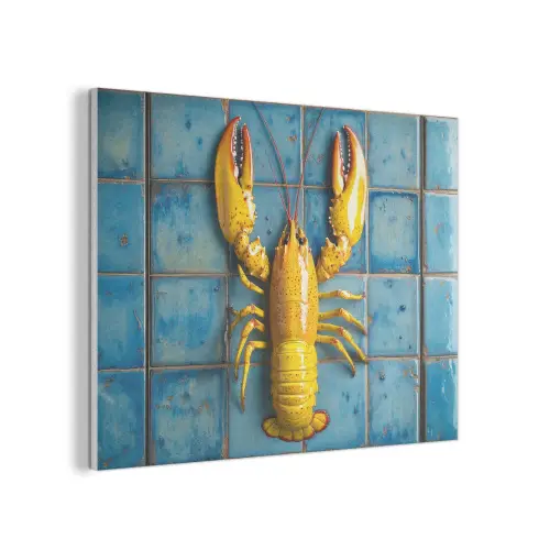 Kreeft - Geel - Blauw - Tegels PET vilt klein -3d