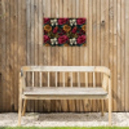 Bloemen - Patroon - Rood - Goud Tuinposter op houten frame 2 cm dik klein 845 -sfeer4