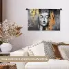 Boedhha - Penseelstreken - Goud - Abstract Wandkleed katoen klein -sfeer1