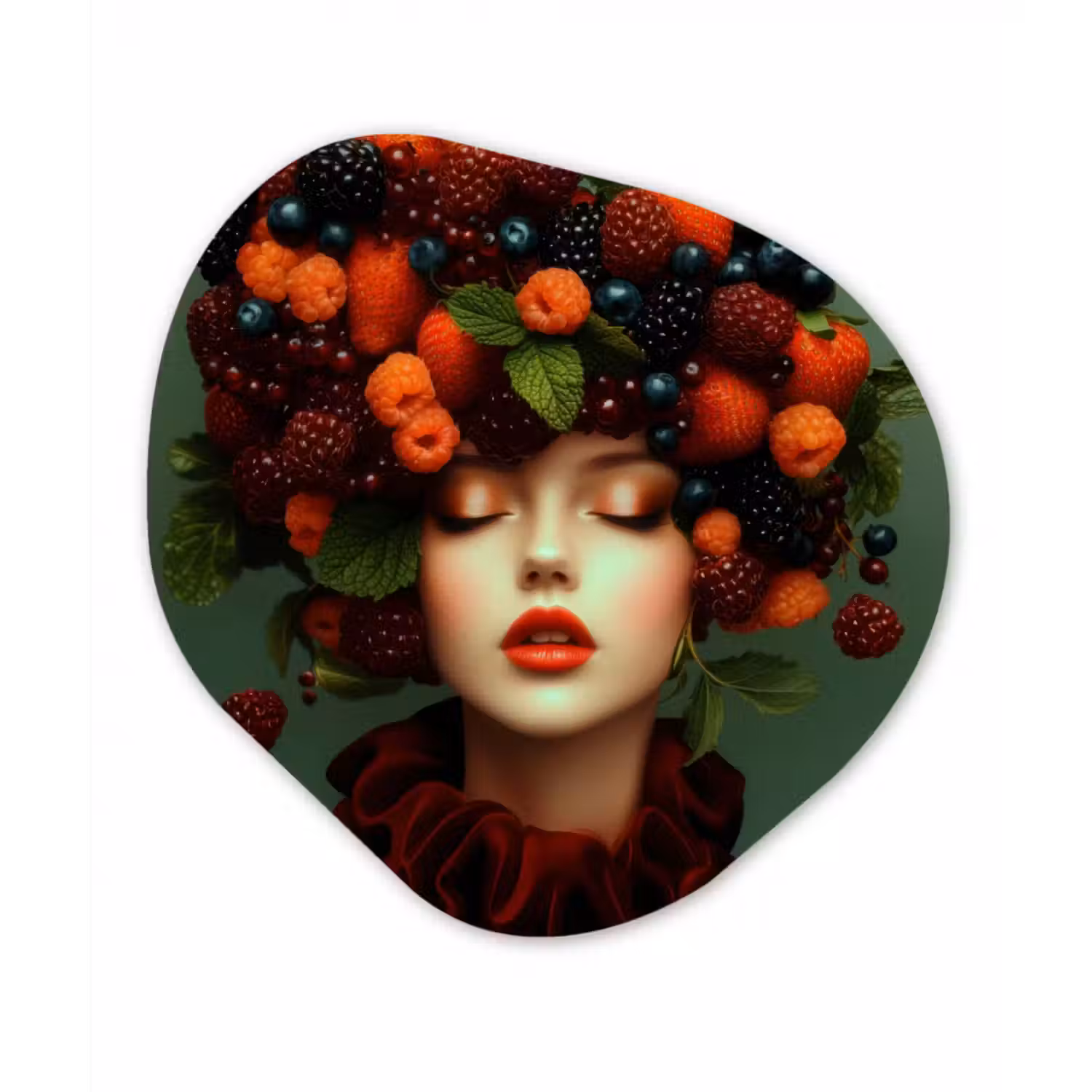 Alu-Dibond-Bild Organische Form - Weiblich - Erdbeeren - Himbeeren - Brombeeren - Beeren