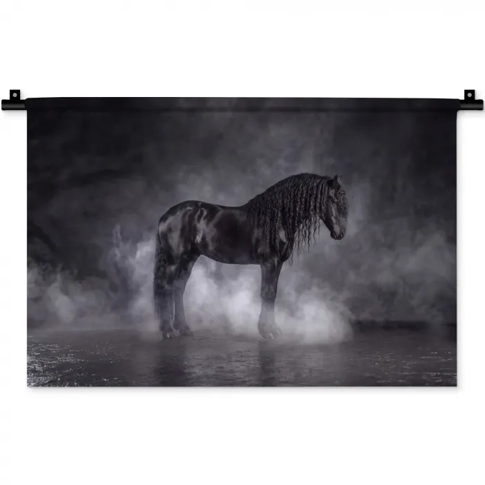 Paard - Magisch - Zwart Wandkleed katoen klein -zz3d