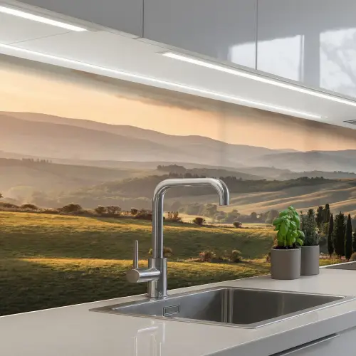 Toscaans - Landschap - Heuvels keuken achterwand 2 middel -3d_schuin