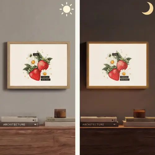 Aardbeien - Madeliefjes - Quote - Sterretjes Light Box met batterij (Wandlamp) middel -sfeer3