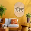 Wereldkaart - Beige - Bruin Wandcirkel Ovaal Glas middel -sfeer4