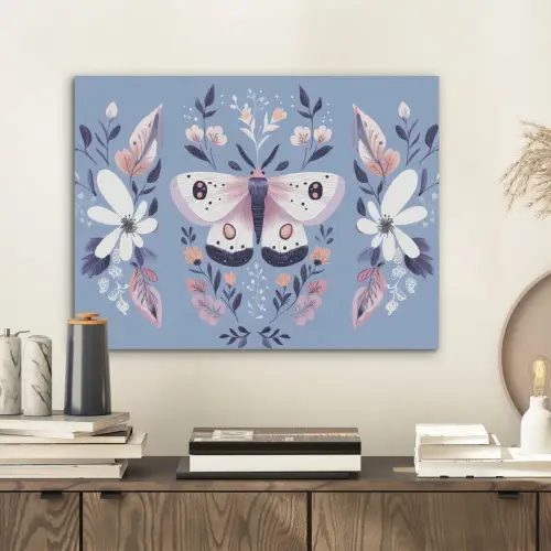 Vlinder - Vleugels - Stippen - Bloemen PET vilt klein -sfeer1
