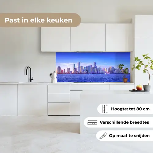 Skyline - Blauw - Wolkenkrabbers - Stad keuken achterwand 2 middel -sfeer4_NL