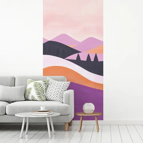 Abstract - Heuvels - Bomen - Groen fotobehang vinyl groot -woonkamer