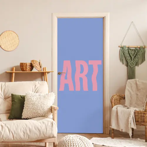 Art - Roze - Blauw deurposter klein -sfeer2