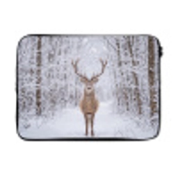 Hert - Winter - Bos - Natuur - Wit laptophoes neopreen klein -3d