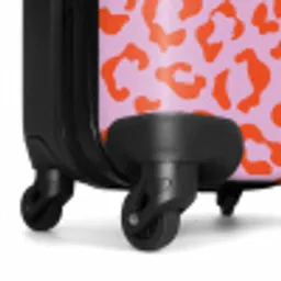 Dierenprints - Panterprint koffer in oranje en lichtroze NBS - Handbagage koffer - Unisex middel -wiel