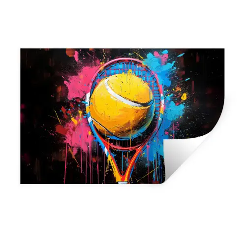 Graffiti - Tennis - Sport - Racket Muursticker klein -3d