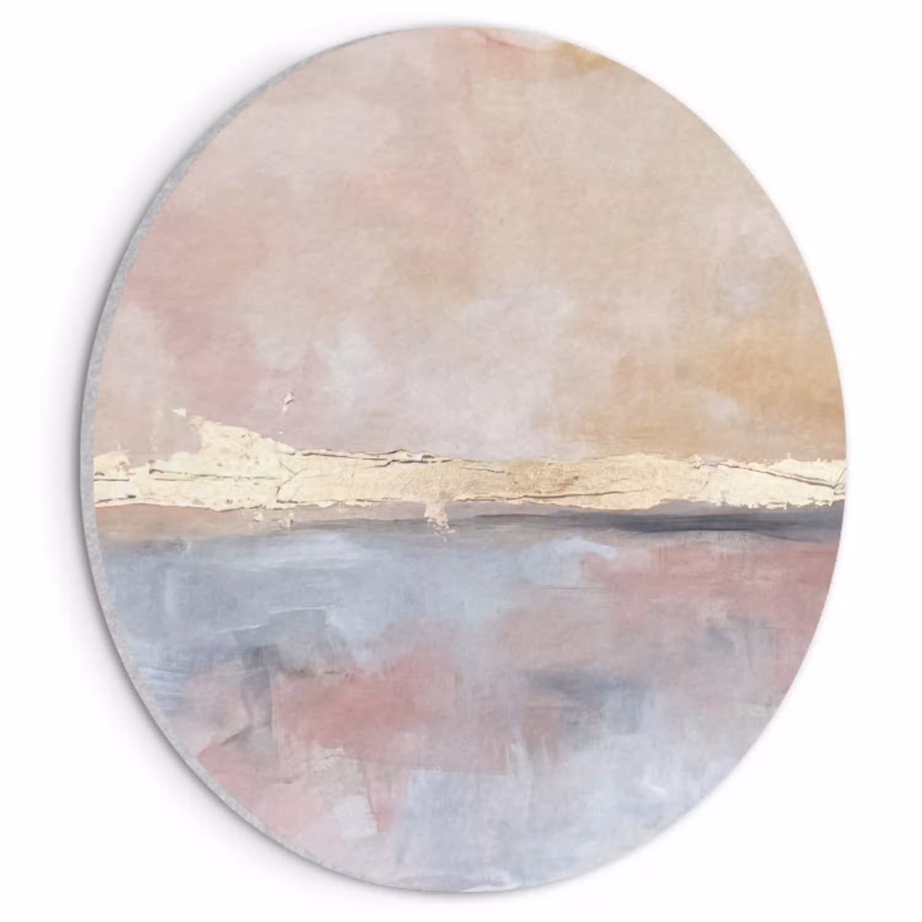 Abstract - Horizontaal - Kunst - Roze - Goud Akoestische PET Vilt - Rond klein -3d