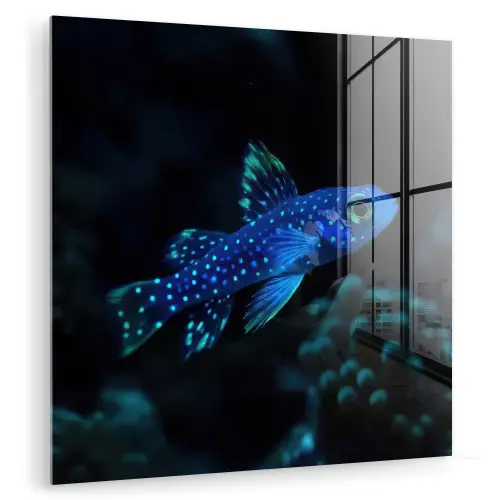 Vis - Stippen - Koraal - Blauw plexiglas 5mm klein -zzzproduct_nieuw