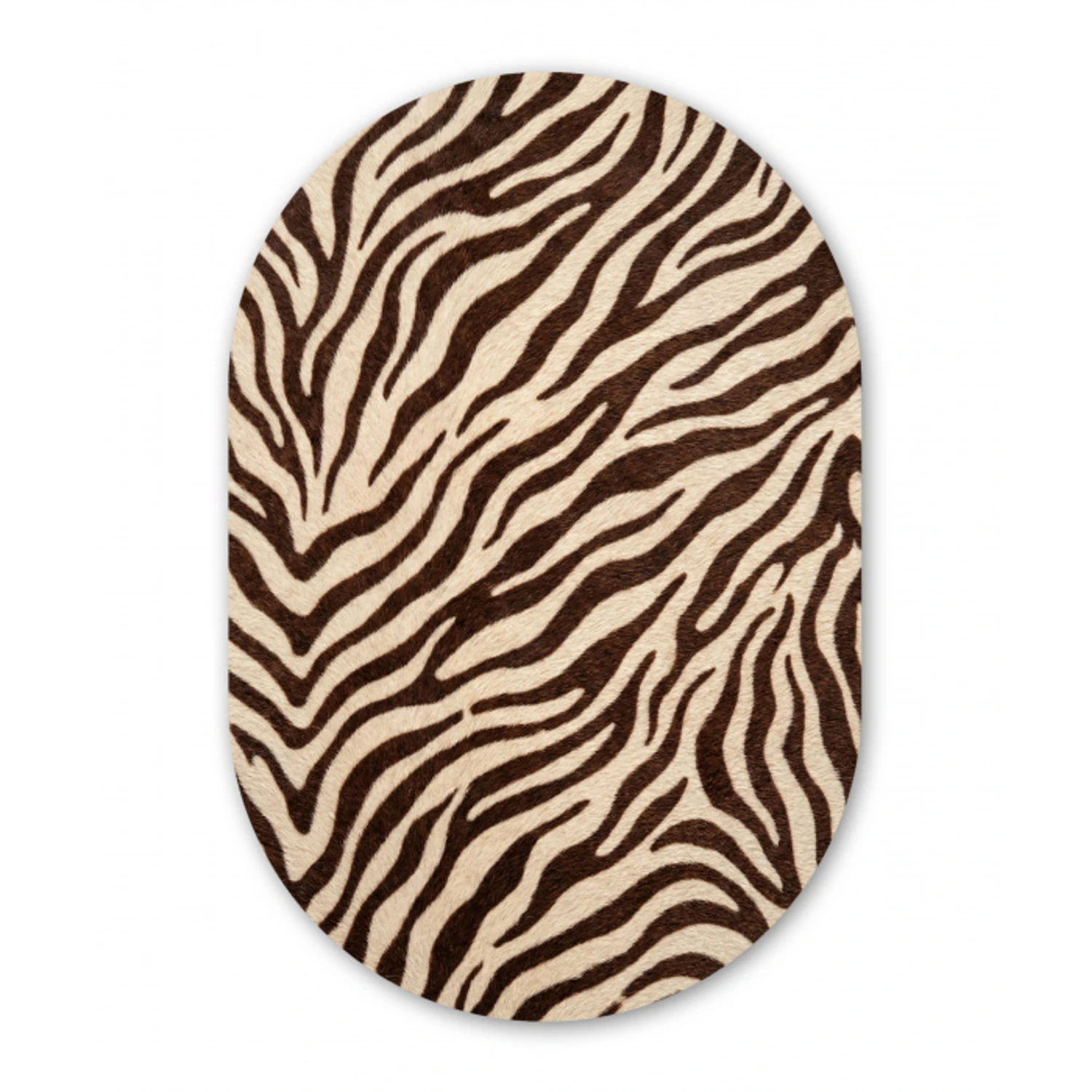 Zebra - Strepen - Bruin Wandcirkel Ovaal Forex klein -3d