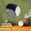 Donkerblauw - Abstract - Lijnen Wandcirkel Organisch Forex 3mm klein -sfeer2