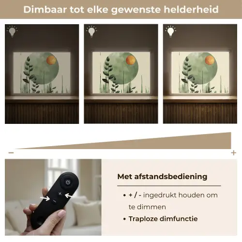 Abstract - Natuur - Kunst - Zon - Modern Light Box met batterij (Wandlamp) middel -USP_dimbaarNL