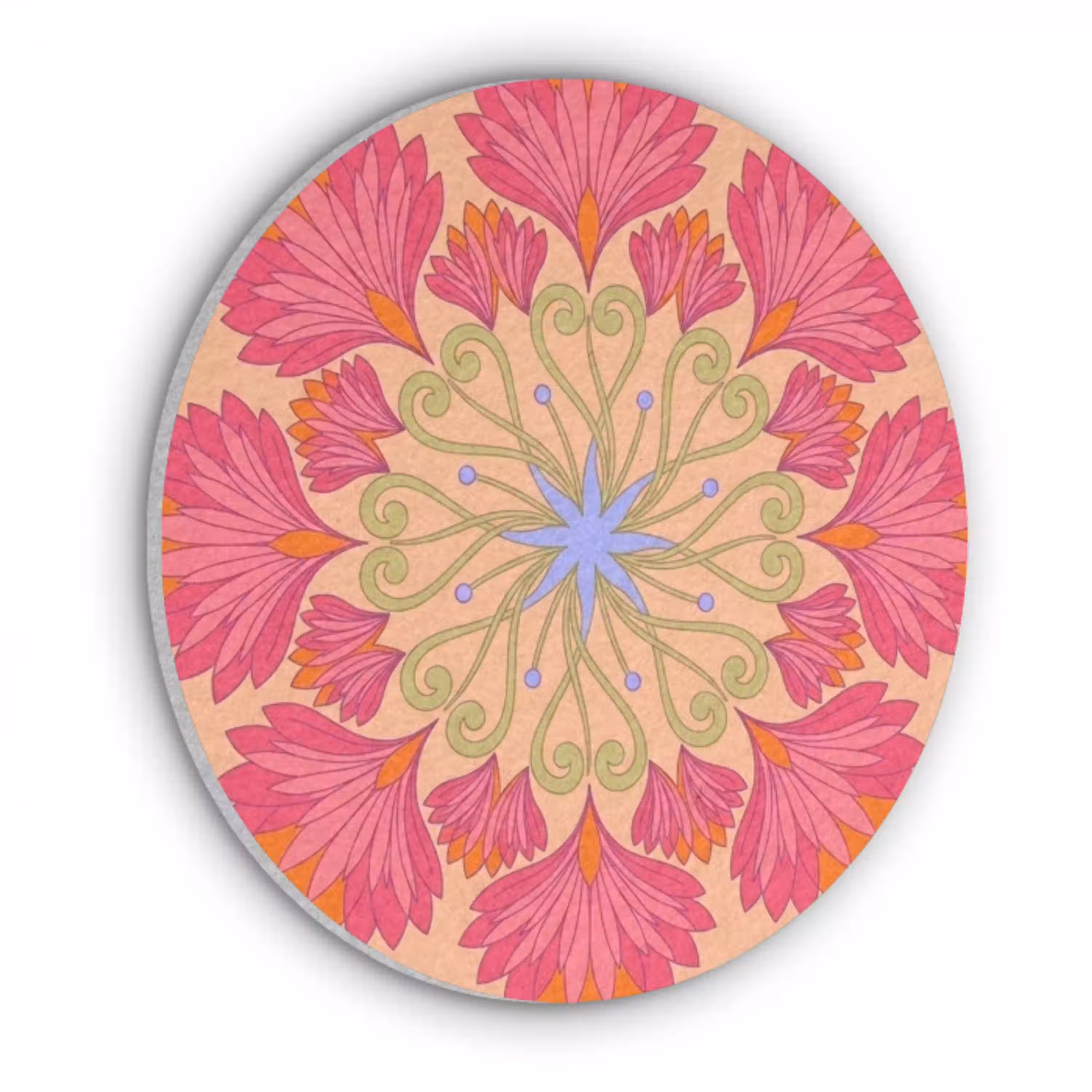 Bloemen - Patroon - Abstract - Roze - Decoratief Akoestische PET Vilt - Rond klein -3d