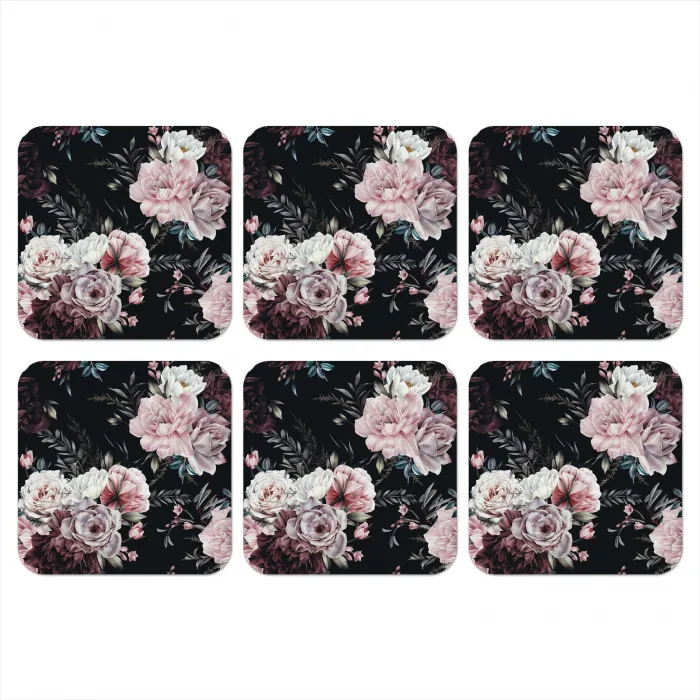 Vintage - Rozen - Romantisch - Bloemen onderzetter kurk middel -3d