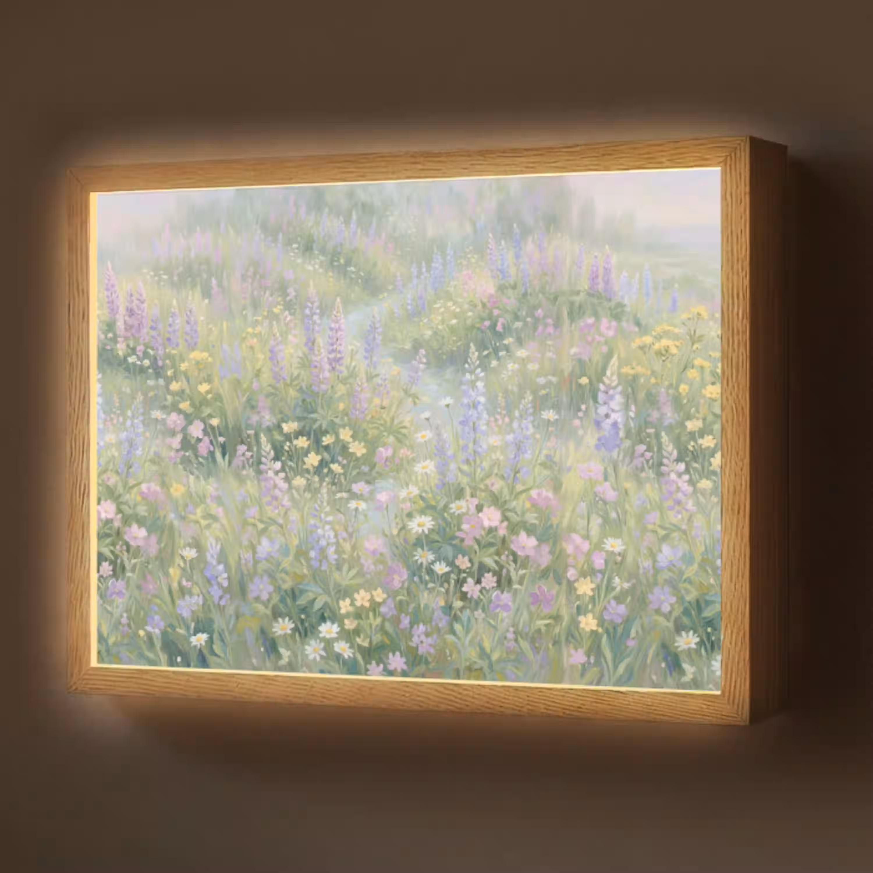 Bloemenveld - Heuvels - Kleurrijk Light Box met batterij (Wandlamp) middel -z3d_website