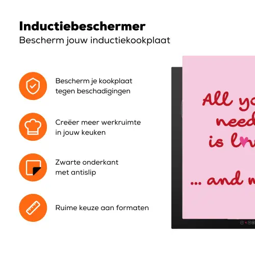 Moeder - Love - Tekst - Rood Inductie beschermer vinyl 3mm middel -zzzzzzz-td-ups