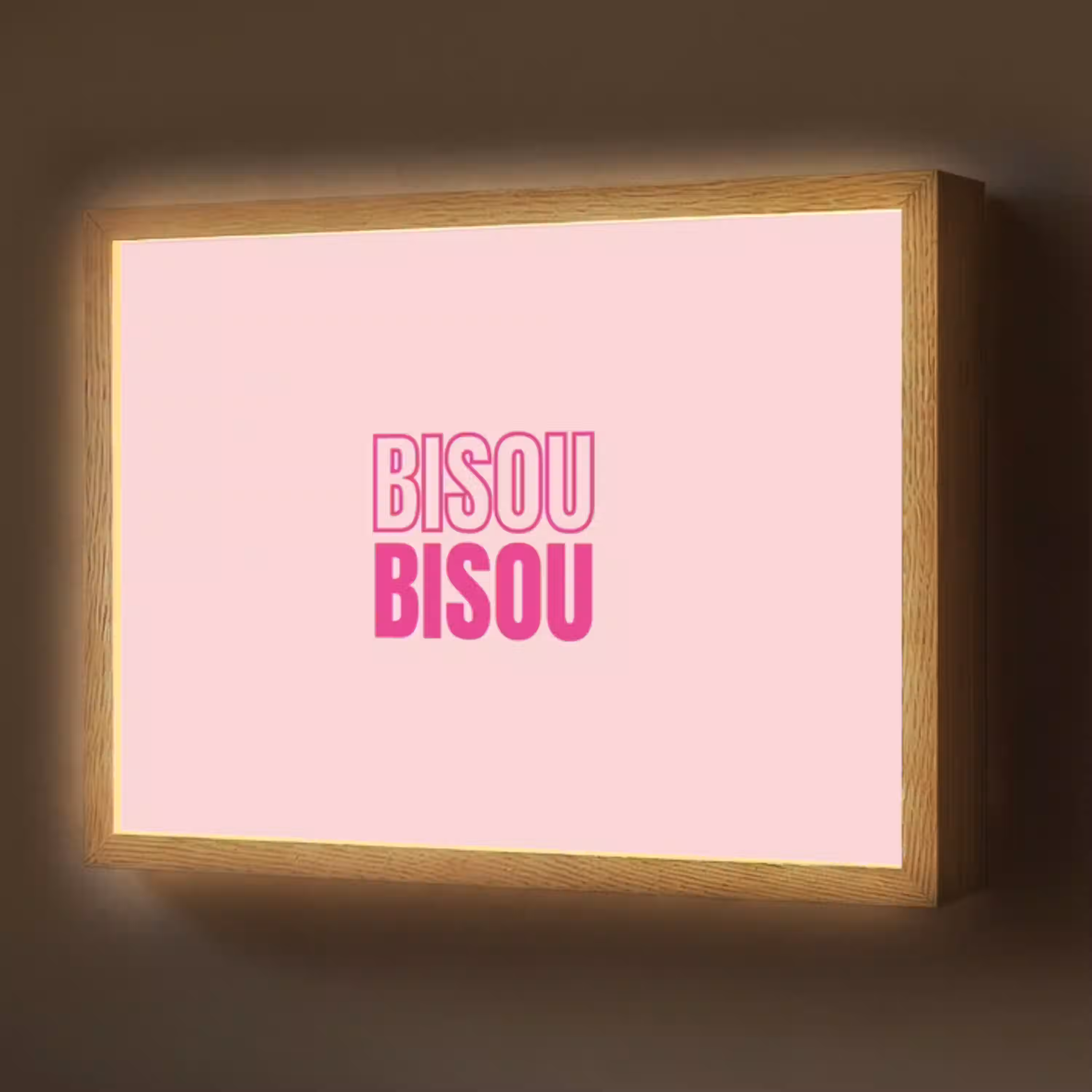Bisou - Roze - Minimalistisch Light Box met batterij (Wandlamp) middel -z3d_website