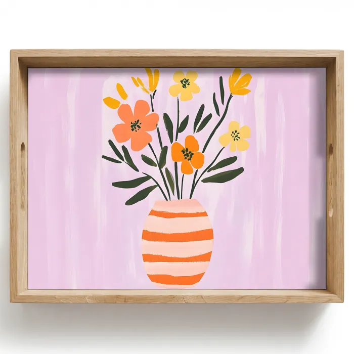 Vaas - Gestreept - Bloemen - Oranje Dienblad Rechthoek middel -z3d_shopping