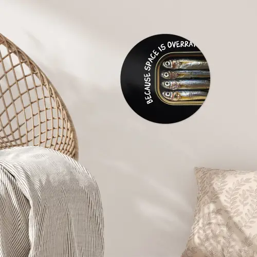 Sardines - Tekst - Vis - Blik Wandcirkel behangsticker klein -sfeer4