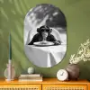 Aap - Spaghetti - Zonnebril - Zwart wit - Cool - Dier Wandcirkel Ovaal Glas middel -sfeer2