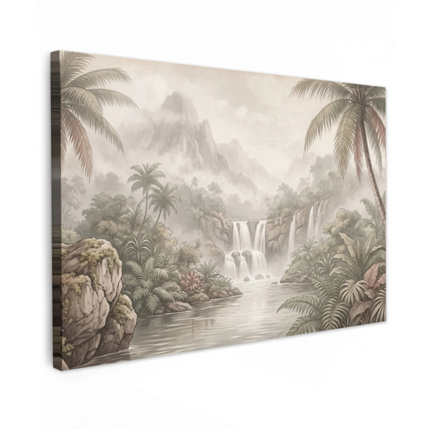 Jungle - Watervallen - Tropisch - Illustratie canvas 2cm klein -z3d