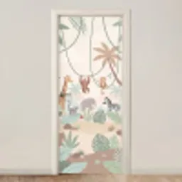 Jungle - Dieren - Groen deurposter klein -3d_beige