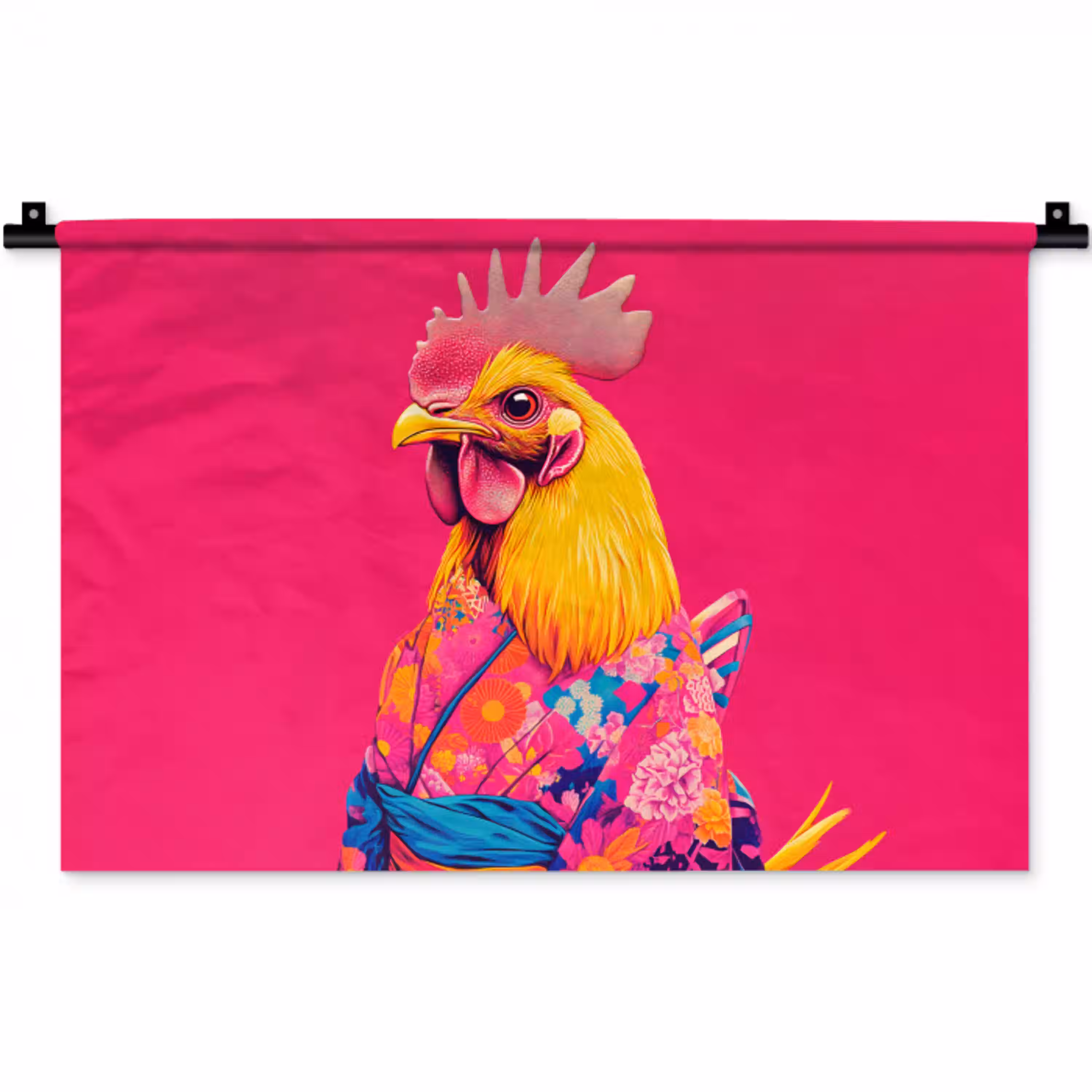 Haan - Kleurrijk - Kimono - Roze Wandkleed katoen klein -zz3d