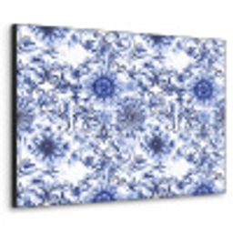 Bloemen - Blauw - Patroon - Wit Textielframe zwart klein 947 -3d