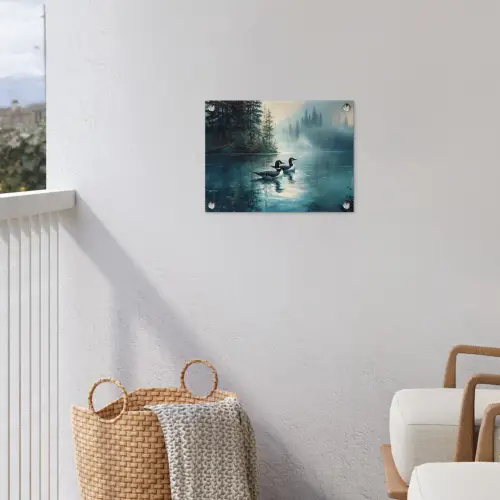 Bos - Water - Eenden - Mistig tuinposter los doek klein -sfeer8