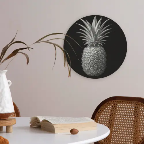 Ananas - Gedetailleerd - Bladeren Akoestische PET Vilt - Rond klein -sfeer3