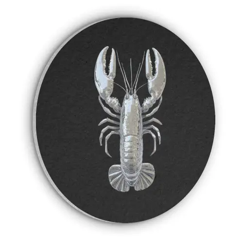 Kreeft - Zilver - Metallic - Luxe Akoestische PET Vilt - Rond klein -3d