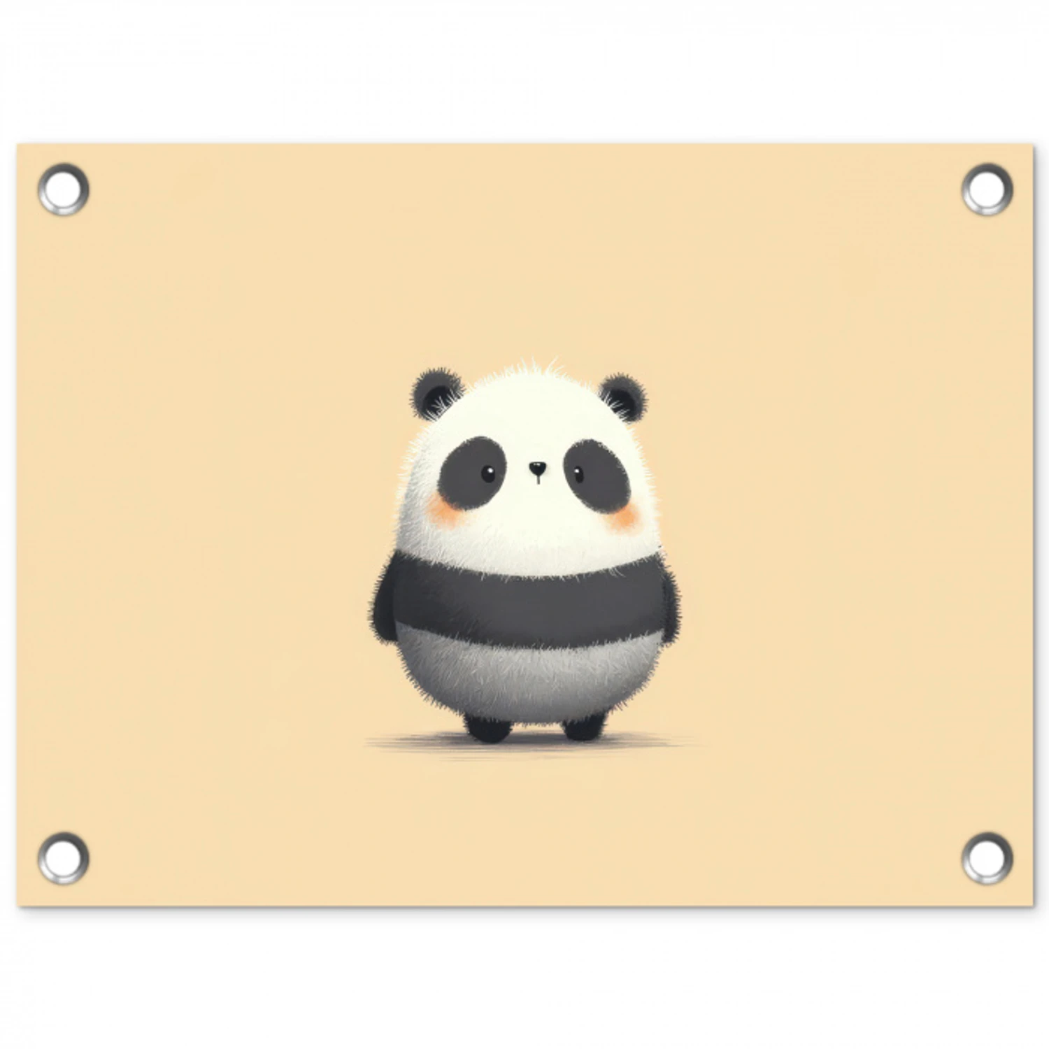 Panda - Beige - Minimalistisch tuinposter los doek klein -3d