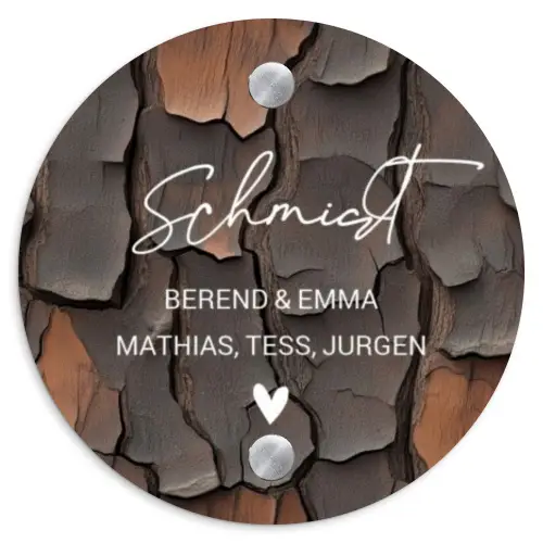 Boomschors - Sierlijk Naambord Rond klein -3d