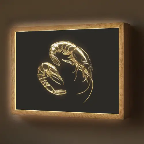 Garnalen - Zwart - Goud - Dieren Light Box met batterij (Wandlamp) middel -z3d_website