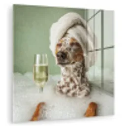 Hond - Bad - Champagne - Handdoek plexiglas 5mm klein -zzzproduct_nieuw