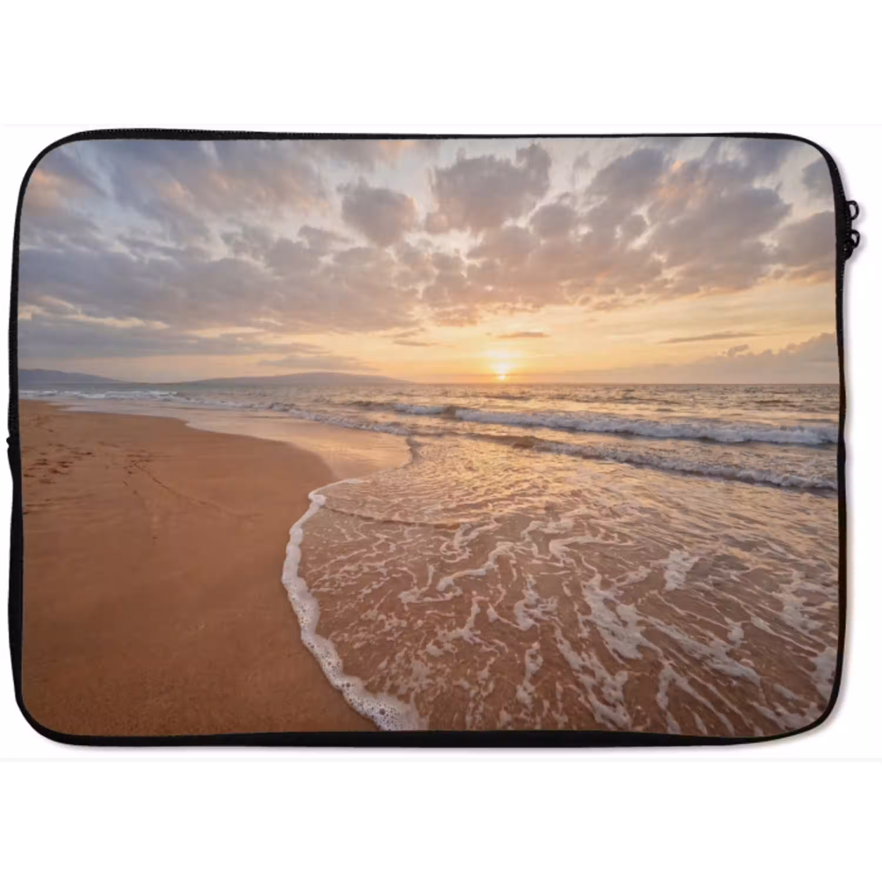 Zee - Kustlijn - Wolken - Landschap - Oranje laptophoes neopreen klein -zkaufland3dotto