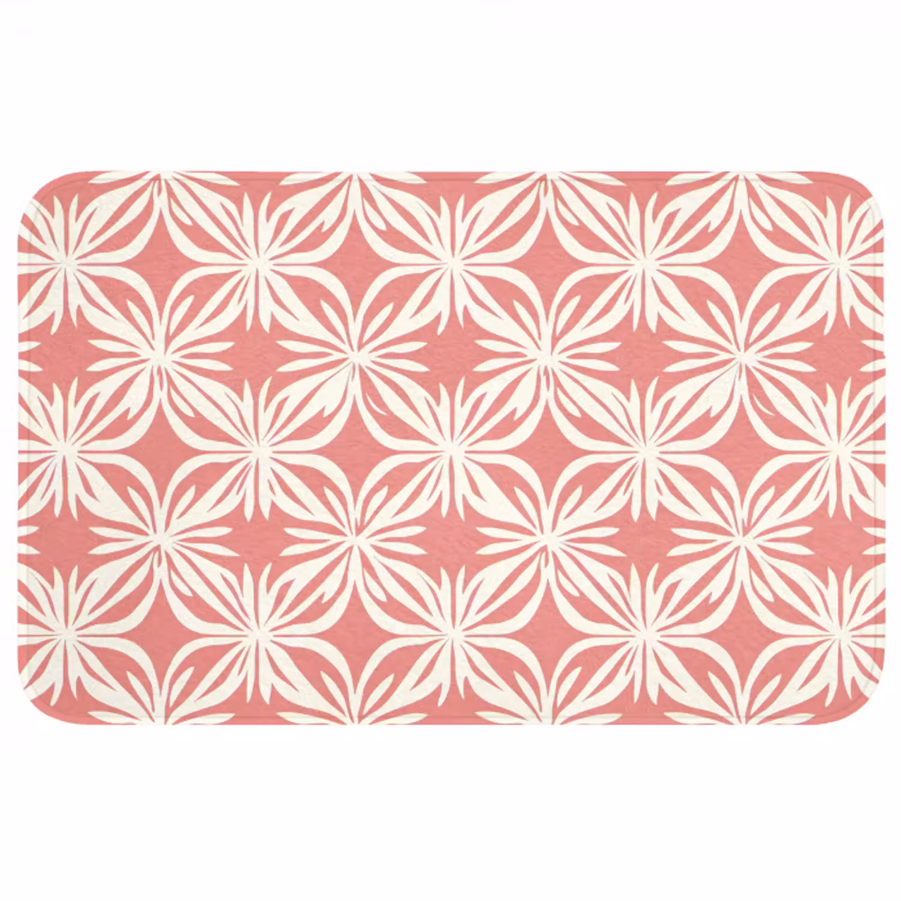 Roze - Bloemenmotief - Wit - Modern Badmat middel 997 -3d