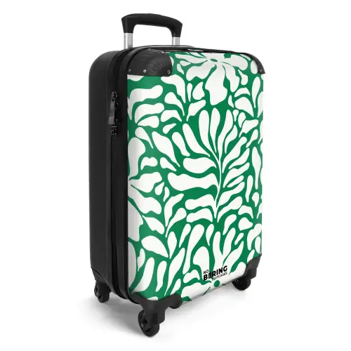 Abstract - Groen/Wit Bloemenpatroon NBS - Handbagage koffer - Kinderen Unisex middel -productfoto_3d