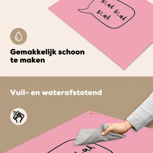 Tekstwolkje - BLAH BLAH BLAH - Roze Inductie beschemer met haakjes klein -ky-schoon-nl