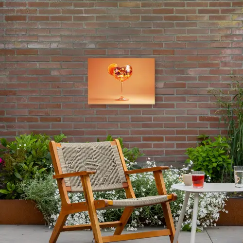 Drank - Oranje - Glitter - Disco Tuinposter op houten frame 2 cm dik klein -sfeer3